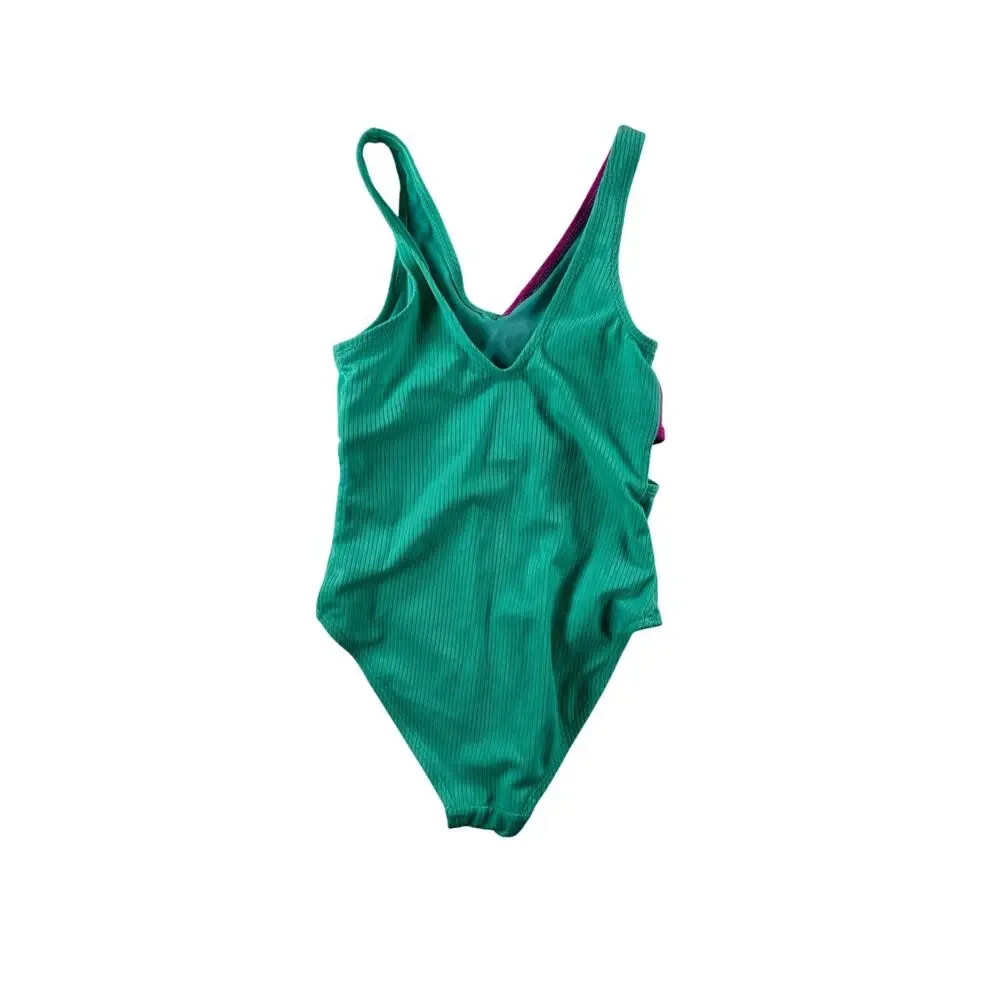Justice Girls Crossbody One Piece Swimsuit - Teal Purple - Small (7/8)